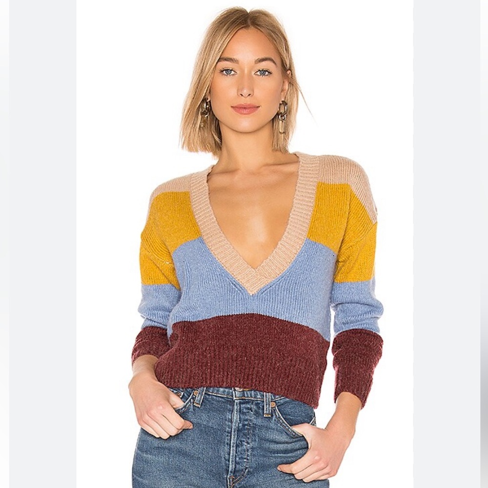 For Love & Lemons Wellesley Striped Sweater in Tan Size XS
